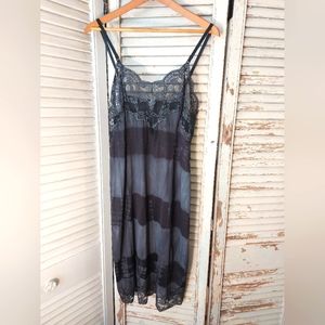 Vintage Hand Tie Dyed Slip Black And Grey M